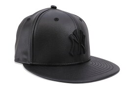 NEW ERA NEW YORK YANKEES 59FIFTY FITTED CAP (GREY UNDER VISOR/BLACK OUT PU LEATHER)ニューエラ/フィッテッドキャップ/MLB/ニューヨークヤンキース/ブラックアウトポリウレタンレザー/ツバ裏グレー