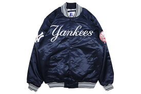 STARTER NEW YORK YANKEES VARSITY SATIN FULL-SNAP JACKET (LS250406/LX250406-NYY:NAVY)スターター/サテンジャケット/ニューヨークヤンキース/ネイビー