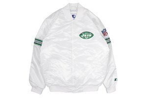 STARTER NEW YORK JETS VARSITY SATIN FULL-SNAP JACKET (LS2L0168-JET:WHITE)�X�^�[�^�[/�o�[�V�e�B�W���P�b�g/�X�^�W�A���W���P�b�g/�j���[���[�N�W�F�b�c/�z���C�g