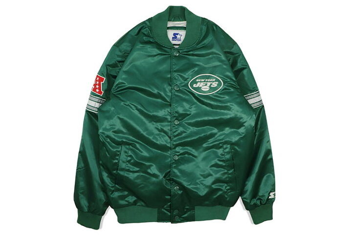 楽天市場】STARTER NEW YORK JETS VARSITY SATIN FULL-SNAP JACKET 