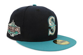 NEW ERA SEATTLE MARINERS 59FIFTY FITTED CAP (2001 ALL STAR GAME SIDE PATCH/ INK UNDER VISOR/NAVY AQUA)ニューエラ/フィッテッドキャップ/MLB/シアトルマリナーズ/ネイビー アクア/ツバ裏ピンク