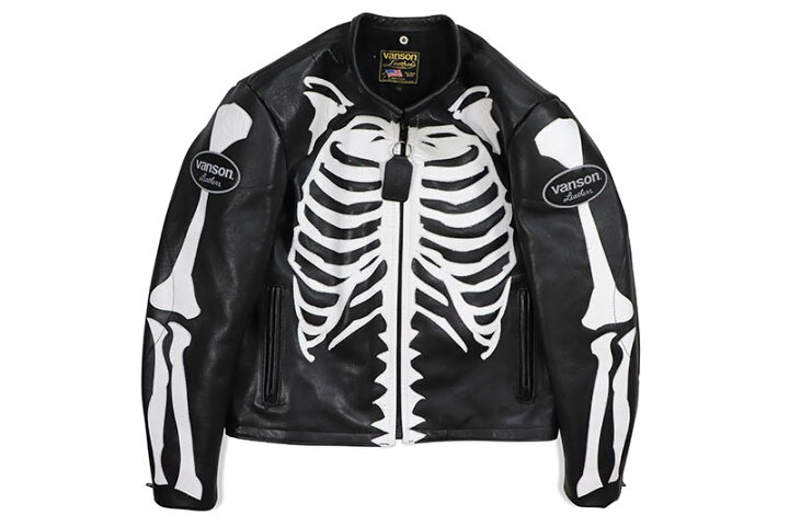 楽天市場】VANSON BONES FLAT-TRACK JACKET (BONE:BLACK)バンソン  