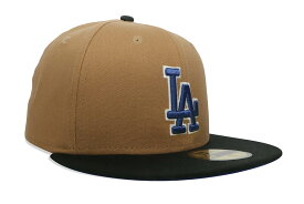 NEW ERA LOS ANGELES DODGERS DUCK CANVAS 59FIFTY FITTED CAP (LIGHT BRONZE/NAVY VISOR) 13751149ニューエラ/フィッテッドキャップ/MLB/ロサンゼルスドジャース/ライトブロンズネイビー/ツバ裏ブルー