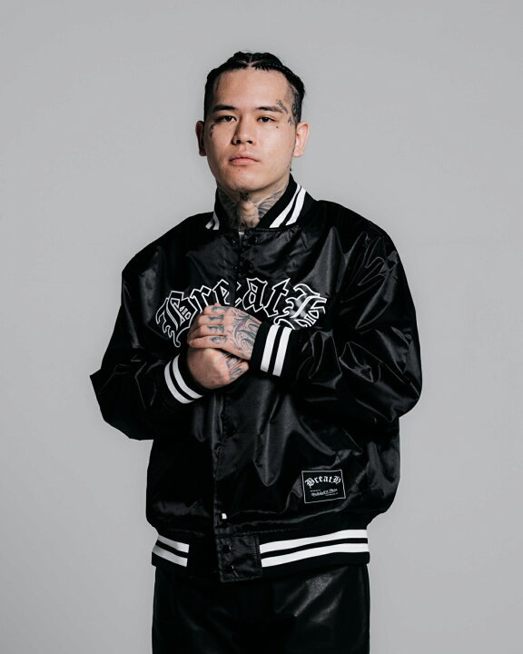 楽天市場】BREATH x MITCHELL&NESS LOGO SATIN JACKET (OJBF6906:BLACK  