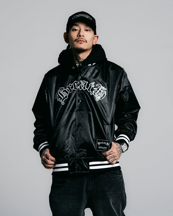 楽天市場】BREATH x MITCHELL&NESS LOGO SATIN JACKET (OJBF6906:BLACK 