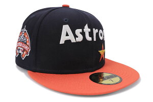 NEW ERA HOUSTON ASTROS 59FIFTY FITTED CAP (1986 ALL-STAR GAME CUSTOM SIDE PATCH/GREEN UNDER VISOR & HOUSTON COLOR SWEATBAND/NAVY ORANGE)�j���[�G��/�t�B�b�e�b�h�L���b�v/MLB/�q���[�X�g���A�X�g���Y/�l�C�r�[�I�����W/�c�o��