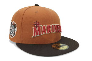 NEW ERA SEATTLE MARINERS 59FIFTY FITTED CAP (2023 ALL STAR GAME CUSTOM SIDE PATCH/GREY UNDER VISOR/FL ORANGE BURNT WOOD)�j���[�G��/�t�B�b�e�b�h�L���b�v/MLB/�V�A�g���}���i�[�Y/�I�����W �o�[���g�E�b�h �u���E��/�c�o��