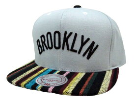 MITCHELL & NESS SNAPBACK CAP (Native Stripe /NBA/Brooklyn Nets: Grey)ミッチェル&ネス/スナップバックキャップ/グレー