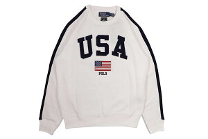 POLO RALPH LAUREN TEAM USA FLEECE SWEATSHIRT (710944258001:WHITE/REFINED NAVY)�|�������t���[����/�p���I�����s�b�N/�N���[�l�b�N�X�E�F�b�g/�z���C�g���t�@�C���h�l�C�r�[