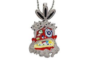 KAMI JESUS HEAD PIECE PENDANT (MICRO PAVE CZ GOLD PLATED: RED)TRAVIS SCOTT/���㗲/�W�[�U�X/�l�b�N���X/�V���o�[ ���b�h