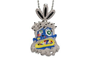 KAMI JESUS HEAD PIECE PENDANT (MICRO PAVE CZ GOLD PLATED:BLUE)TRAVIS SCOTT/���㗲/�l�b�N���X/�W�[�U�X/�V���o�[ �u���[