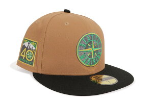 NEW ERA SEATTLE MARINERS 59FIFTY FITTED CAP (40TH ANNIVERSARY CUSTOM SIDE PATCH/GREY UNDER VISOR/LIGHT BRONZE BLACK) 14439535�j���[�G��/�t�B�b�e�b�h�L���b�v/MLB/�V�A�g���}���i�[�Y/���C�g�u�����Y �u���b�N/�c�o���O��
