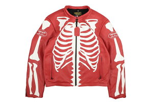 VANSON LEATHERS CUSTOM BONES FLAT-TRACK JACKET (BONE RED)�o���\��/���U�[�W���P�b�g/�{�[�����b�h