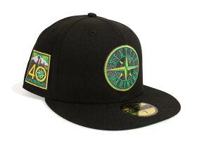 NEW ERA SEATTLE MARINERS 59FIFTY FITTED CAP (40TH ANNIVERSARY CUSTOM SIDE PATCH/KELLY UNDER VISOR/BLACK) 14439534�j���[�G��/�t�B�b�e�b�h�L���b�v/�V�A�g���}���i�[�Y/�c�o���P���[�O���[��/�u���b�N
