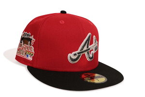 NEW ERA ATLANTA BRAVES 59FIFTY FITTED CAP (2000 ALL-STAR GAME SIDE PATCH/GREY UNDER VISOR/SCARLET BLACK) 14489759�j���[�G��/�t�B�b�e�b�h�L���b�v/MLB/�A�g�����^�u���[�u�X/�c�o���O���[/�X�J�[���b�g �u���b�N