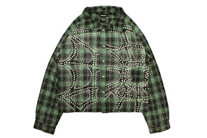 KINDRED STUDDED PLAID CROPPED SHIRT JACKET (KD244T:GREEN)�J�C���h���b�h/�����O�X���[�u�V���c�W���P�b�g/�O���[�� �X�^�b�Y