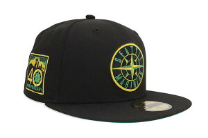 NEW ERA SEATTLE MARINERS 59FIFTY FITTED CAP (40TH ANNIVERSARY CUSTOM SIDE PATCH/GREEN UNDER VISOR/BLACK) 70791921�j���[�G��/�t�B�b�e�b�h�L���b�v/MLB/�V�A�g���}���i�[�Y/�u���b�N/�c�o���O���[��