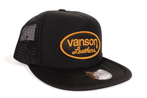 VANSON LEATHERS OVAL LOGO TRUCKER HAT (NVCP-001:BLACK)�o���\��/���b�V���g���b�J�[�L���b�v/�u���b�N