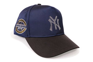 REFERENCE NY CRYSTALS HAT (NAVY SATIN/BLACK) REF734���t�@�����X/�X�i�b�v�o�b�N�L���b�v/�T�e��/���C���X�g�[��/�����Y/���f�B�[�X/�V���v��/�j�����p/�T�C�Y����/�l�C�r�[ �u���b�N