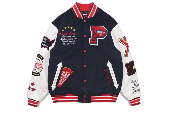 楽天市場】Pelle Pelle VARSITY JACKET (322-37474-NVY:NAVY)ペレペレ 