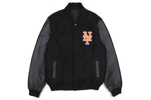 JH Design NEW YORK METS REVERSIBLE WOOL AND LEATHER JACKET (MET203REV7:BLACK/BLACK)�W�F�C�G�C�`�f�U�C��/�o�[�V�e�B�[�W���P�b�g/�j���[���[�N���b�c/�u���b�N×�u���b�N
