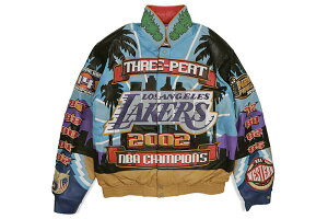 JEFF HAMILTON LOS ANGELES LAKERS THREE PEAT 2002 LEATHER JACKET (SKY)�W�F�t�n�~���g��/�G�k�r�[�G�[/���T���[���X���C�J�[�Y/�}���`