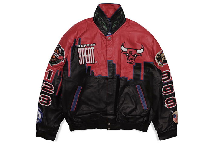 楽天市場】JEFF HAMILTON CHICAGO BULLS 3PEAT LEATHER JACKET (RED 