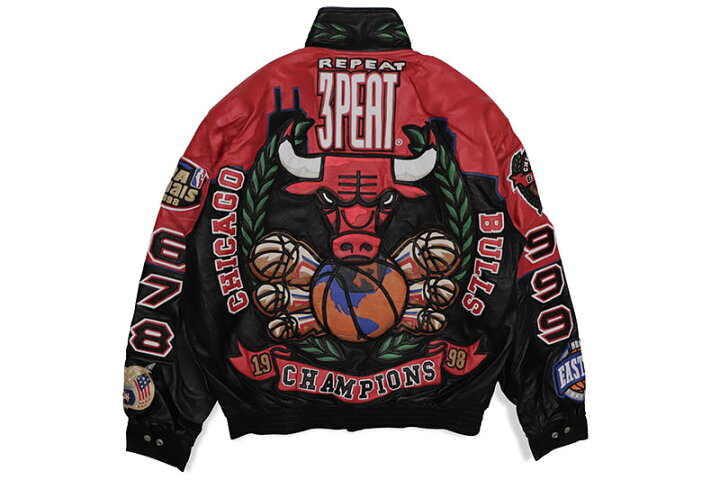 楽天市場】JEFF HAMILTON CHICAGO BULLS 3PEAT LEATHER JACKET (RED 