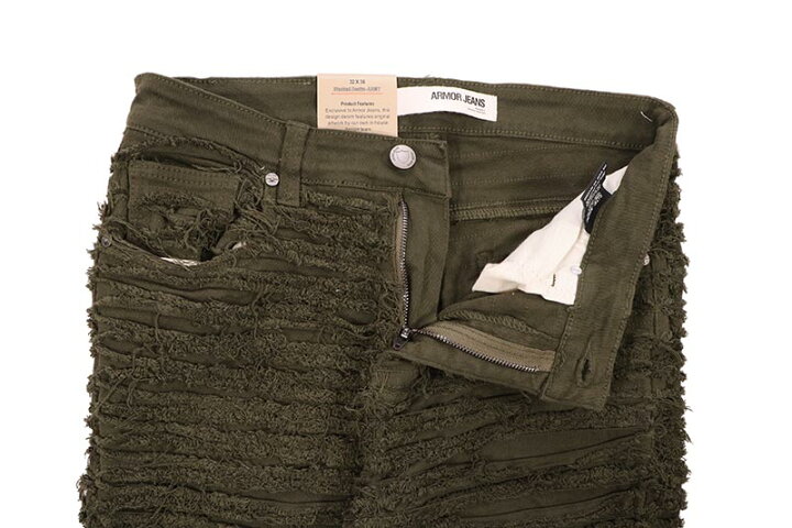 楽天市場】ARMOR JEANS EXTREME FRAYED STACKED JEANS (AJS693-33:ARMY 
