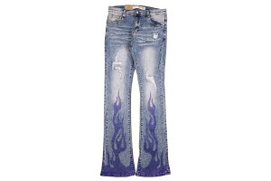 ARMOR JEANS FLAME RHINESTONE STACKED JEANS (AJ23SK-2:BLUE FLAME BLUE)�A�[�}�[�W�[���Y/�X�^�b�N�h�p���c/�f�j���p���c/�u���[�t���[���u���[
