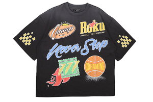 ROKU STUDIO NEVER STOP FADED BOXY TEE (RK1482094:BLACK)���N�X�^�W�I/���C���X�g�[��/�V���[�g�X���[�uT�V���c/�u���b�N