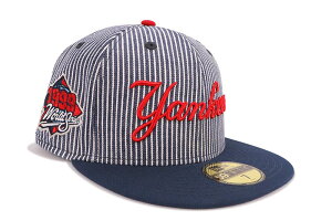 NEW ERA NEW YORK YANKEES 59FIFTY FITTED CAP (1999 WORLD SERIES SIDE PATCH/GREY UNDER VISOR/STRIPED DENIM NAVY)�j���[�G��/�t�B�b�e�b�h�L���b�v/MLB/�j���[���[�N�����L�[�X/�c�o���O���[/�X�g���C�v�h �f�j�� �l�C�r�[