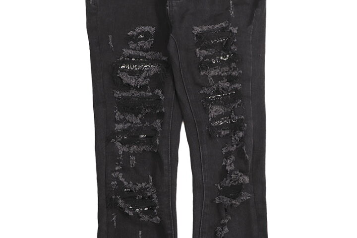 楽天市場】mnml X165 PAISLEY SKINNY DENIM PANTS (D222-BKB:BLACK 