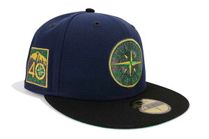 NEW ERA SEATTLE MARINERS 59FIFTY FITTED CAP (40TH ANNIVERSARY CUSTOM SIDE PATCH/GREEN UNDER VISOR/NAVY BLACK) 14380673�j���[�G��/�t�B�b�e�b�h�L���b�v/MLB/�V�A�g���}���i�[�Y/�l�C�r�[�u���b�N/�c�o���O���[��