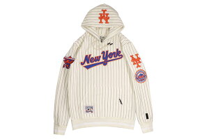 PRO STANDARD NEW YORK METS PINSTRIPE RETRO CLASSIC HOODIE (LNM5314441-ELY:EGGSHELL/GREY)�v���X�^���_�[�h/�j���[���[�N���b�c/�v���I�[�o�[�t�[�f�B�[/�A�C�{���[ �i�`�������J���[
