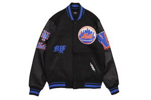 PRO STANDARD NEW YORK METS OLD ENGLISH RIB WOOL VARSITY JACKET (LNM633519-BRW:BLACK/ROYAL BLUE)vX^_[h/j[[Nbc/o[VeB[WPbg/ubN Cu[
