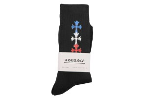 ADVANCE TRICOLOR CROSS SOCKS (BLACK) ARS-3717�A�h�o���X/�\�b�N�X/�u���b�N