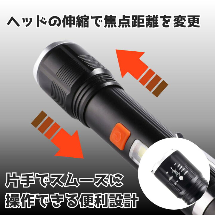 楽天市場】LEDライト 懐中電灯 ハンディライト LED 伸縮可能 充電式 超