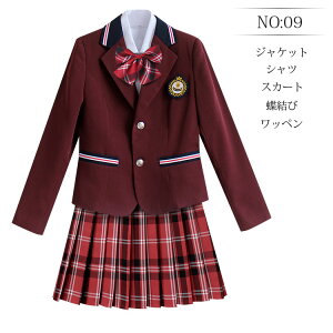 卒業式 スーツ 女の子 小学生 5点セット 子供服 入学式 スーツ 子供 ジュニア フォーマル スーツ セットアップ ジャケット チェック柄 スカート 春秋 JK制服 小学校 フォーマル 女児 スーツ 結