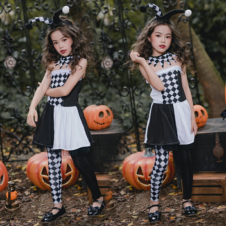 楽天市場 ハロウィン 衣装 子供 女の子 ピエロ魔女 ハロウィン衣装 110 130 150cm コスプレ ハロウィン 仮装 キッズ女の子 ワンピース お姫様 ドレス 魔女 衣装 キッズ ハロウィン仮装 コスチューム 子供用 変装 イベント 演出服 パーティー ハロウィーン ステージ衣装