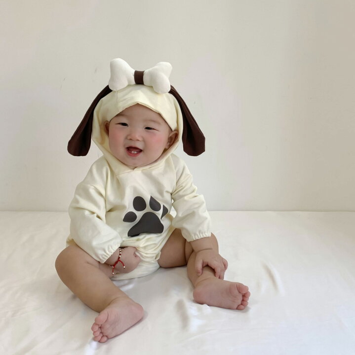 楽天市場 ベビー ベビー服 男の子 キッズ ロンパース 犬ちゃんロンパース カバーオール 子供服 新生児 長袖 着ぐるみ 赤ちゃん ハロウィン コスプレ 仮装 キャラクター 変身 帽子付き 動物 かわいい ベビー 出産祝い 記念撮影 66 73 80 90cm Growing楽天市場店