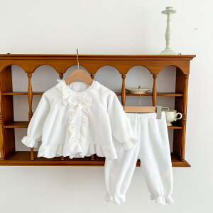 キッズ セットアップ ベビー ベビー服 赤ちゃん レース トップス&パンツセット 上下セット ベビールームウェア 長袖 女の子 子供服 パジャマ お部屋着 カジュアル 可愛い 双子 お揃い 出産