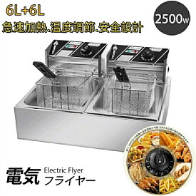 【2025最新型 工場直営 3年間保証】フライヤー 家庭用/業務用 揚げ物 電気フライヤー 揚げ物 業務用小型フライヤー 卓上 小型 電気 串揚げ 揚げ物機 110V 6L. 12L.一.二槽式 ミニフライヤー 厨房 業務用