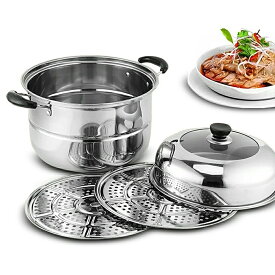 蒸し器 ステンレス 厚手 IH対応 日本式蒸し器スープ鍋蒸しご飯家庭用蒸し器 調理用品 蒸し鍋 蒸しプレート 調理器具 ステンレス製 26~30cm用 送料無料
