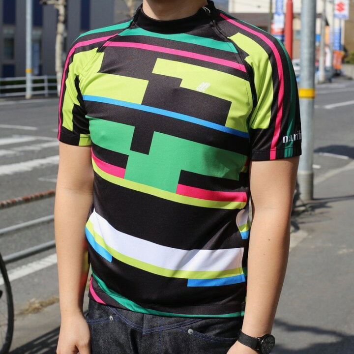 楽天市場 Narifuri サイクルジャージスプリット Mix2イエロー系 Sサイズのみ Geometric Pattern Nf7004 クロモリ自転車専門店グランピー