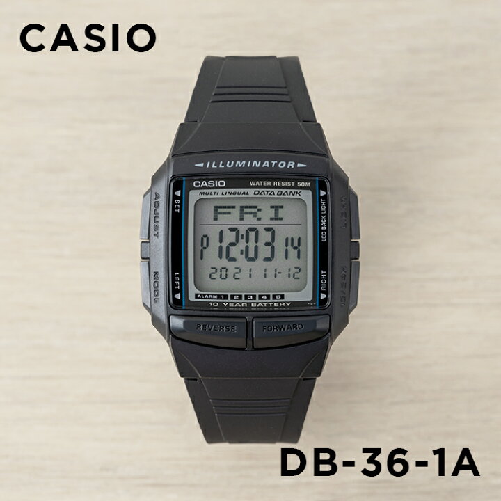 楽天市場】【10年保証】CASIO DATA BANK カシオ データバンク DB-36-1A 腕時計 時計 メンズ レディース キッズ 子供 男の子 女の子 デジタル 日付 カレンダー ブラック 黒 ギフト プレゼント : つきのとけいてん