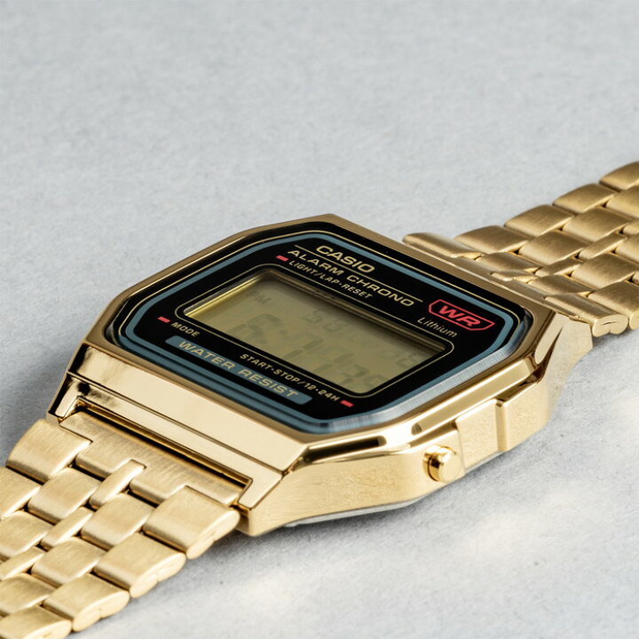 【10年保証】CASIO STANDARD カシオ スタンダード A159WGEA-1 腕時計 時計 ブランド メンズ レディース キッズ 子供 男の子 女の子 チープカシオ チプカシ デジタル 日付 カレンダー ゴールド 金 ブラック 黒 ギフト プレゼント つきのとけいてん CASIOカシオA159WGEA-1人気機種おすすめゴールド
