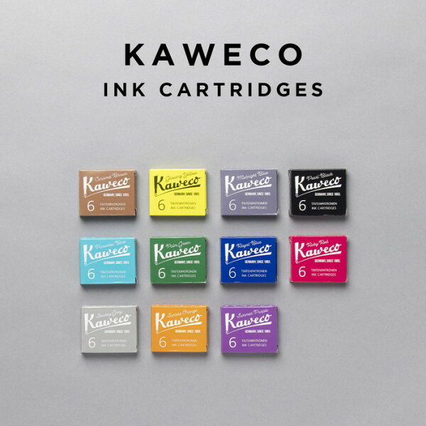 KAWECO INK CARTRIDGES 6 PIECES カヴェコ インク カートリッジ 6本入  筆記用具 文房具 ブランド 万年筆 交換 詰め替え リフィル ブラウン 茶 イエロー 黄色 ブルー 青 ブラック 黒 ネイビー グリーン 緑 レッド 赤 グレー オレンジ パープル 紫 ギフト プレゼント