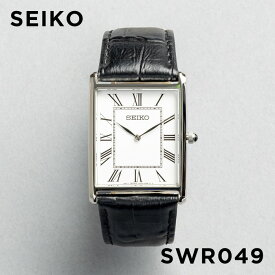 【10年保証】【日本未発売】SEIKO ESSENTAILS セイコー エッセンシャルズ SWR049 腕時計 時計 ブランド メンズ レディース 逆輸入 アナログ シルバー ブラック 黒 レザー 革ベルト 海外モデル 角型 ギフト プレゼント