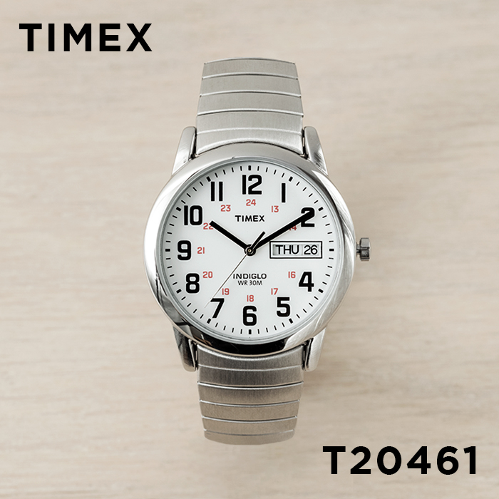 【TIMEX EASY READER タイメックス イージーリーダー デイデイト 35MM T20461 腕時計 時計 ブランド メンズ  レディース アナログ シルバー ホワイト 白 蛇腹 メタル ギフト プレゼント つきのとけいてん